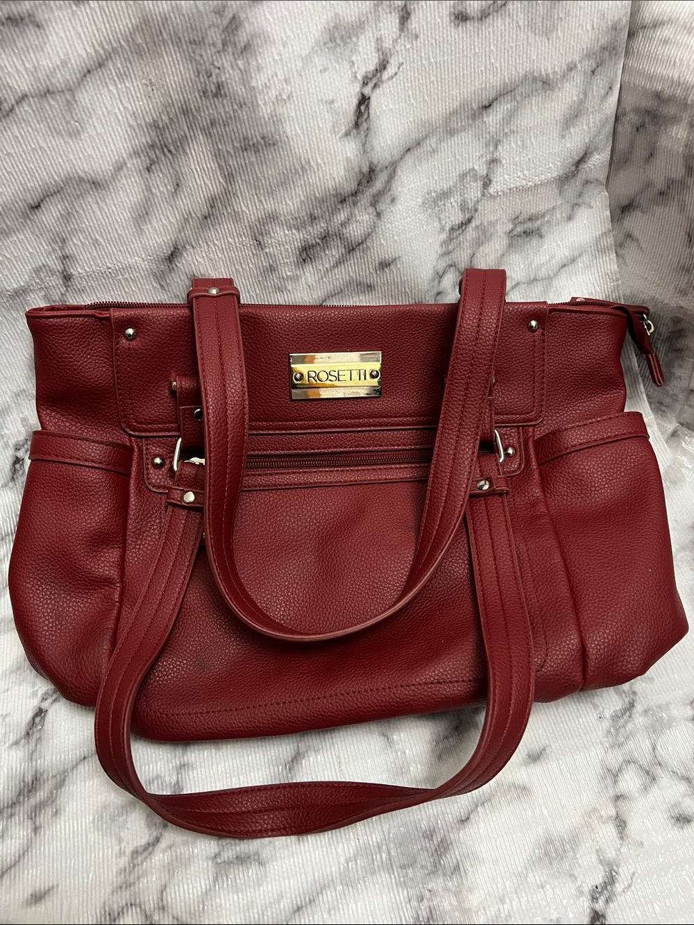 Rosetti Burgundy Pebbled Shoulder Tote